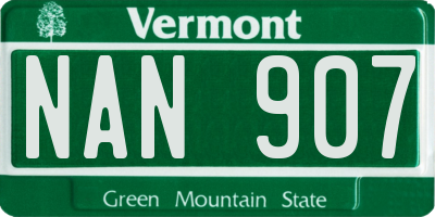 VT license plate NAN907