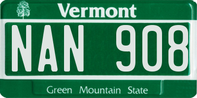 VT license plate NAN908