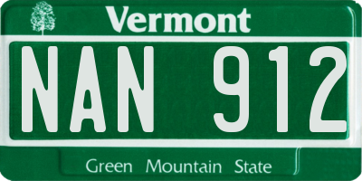 VT license plate NAN912