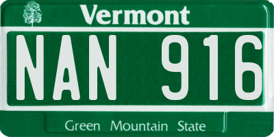 VT license plate NAN916
