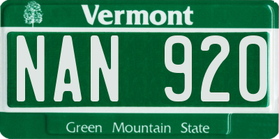 VT license plate NAN920