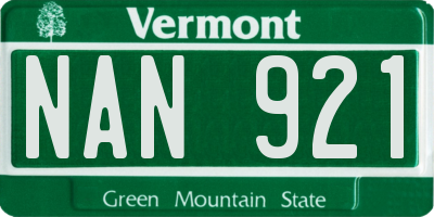 VT license plate NAN921