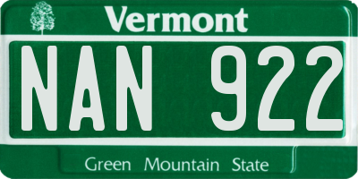 VT license plate NAN922