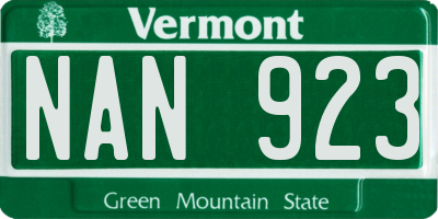 VT license plate NAN923