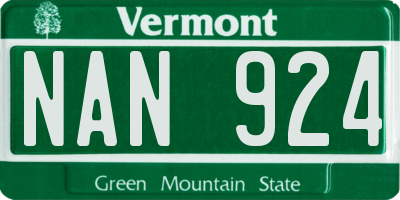 VT license plate NAN924