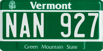 VT license plate NAN927