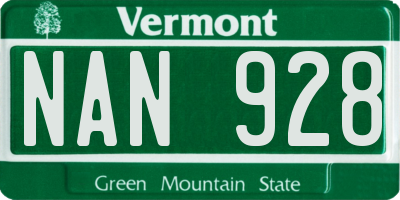 VT license plate NAN928