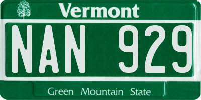 VT license plate NAN929