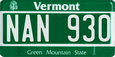 VT license plate NAN930