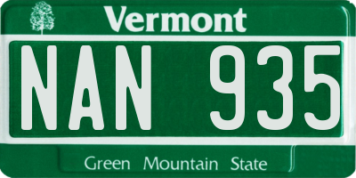 VT license plate NAN935