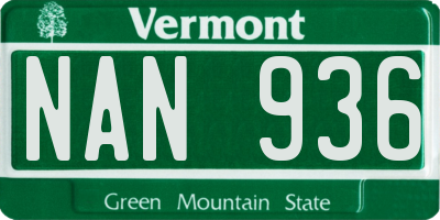 VT license plate NAN936