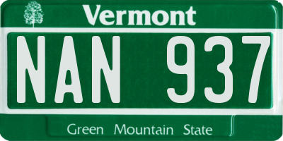 VT license plate NAN937