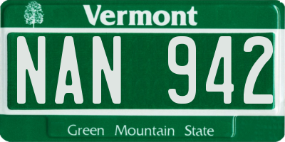 VT license plate NAN942