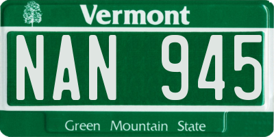VT license plate NAN945