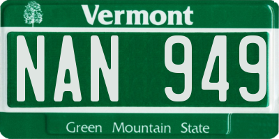 VT license plate NAN949