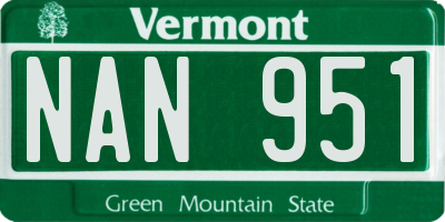 VT license plate NAN951