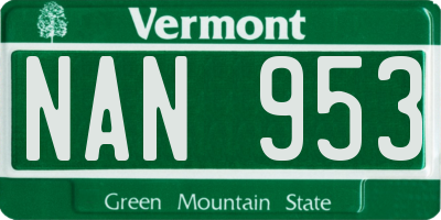 VT license plate NAN953