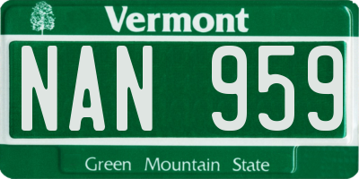 VT license plate NAN959