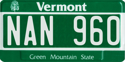 VT license plate NAN960
