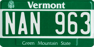 VT license plate NAN963