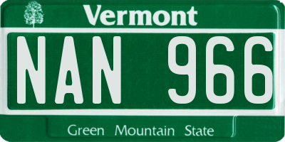 VT license plate NAN966