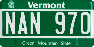 VT license plate NAN970