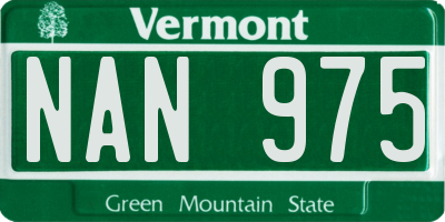 VT license plate NAN975