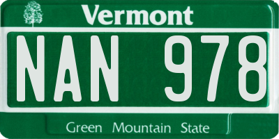 VT license plate NAN978