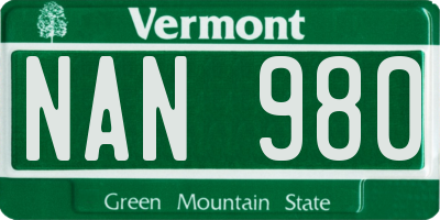 VT license plate NAN980