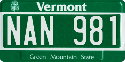 VT license plate NAN981
