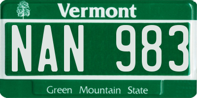 VT license plate NAN983