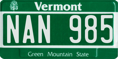 VT license plate NAN985