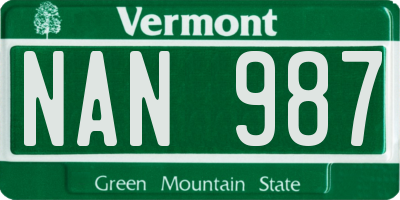 VT license plate NAN987