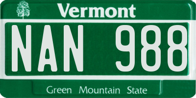 VT license plate NAN988