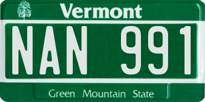 VT license plate NAN991