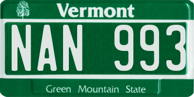 VT license plate NAN993