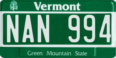 VT license plate NAN994