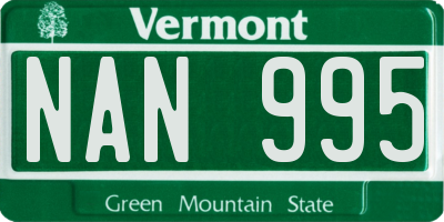 VT license plate NAN995