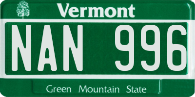 VT license plate NAN996
