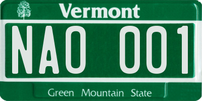VT license plate NAO001