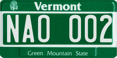 VT license plate NAO002