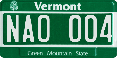 VT license plate NAO004