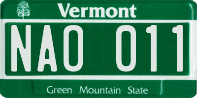 VT license plate NAO011
