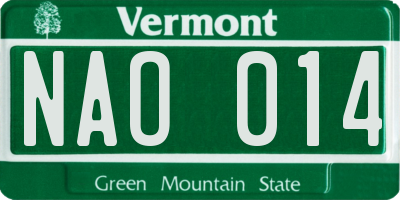 VT license plate NAO014