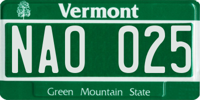 VT license plate NAO025