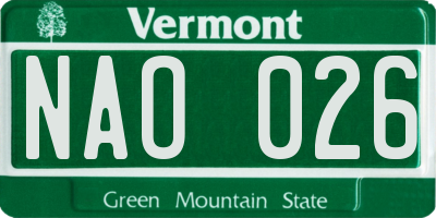 VT license plate NAO026