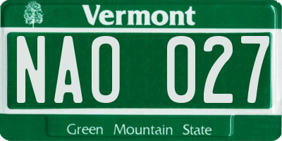 VT license plate NAO027