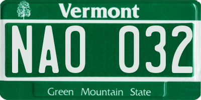 VT license plate NAO032