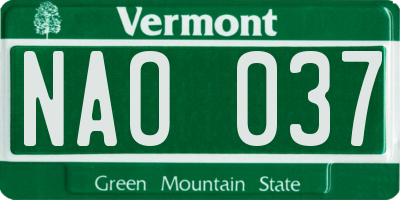 VT license plate NAO037