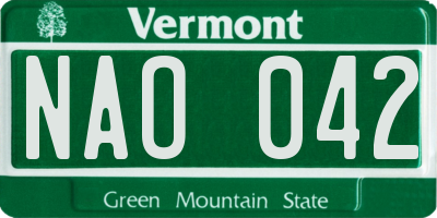 VT license plate NAO042